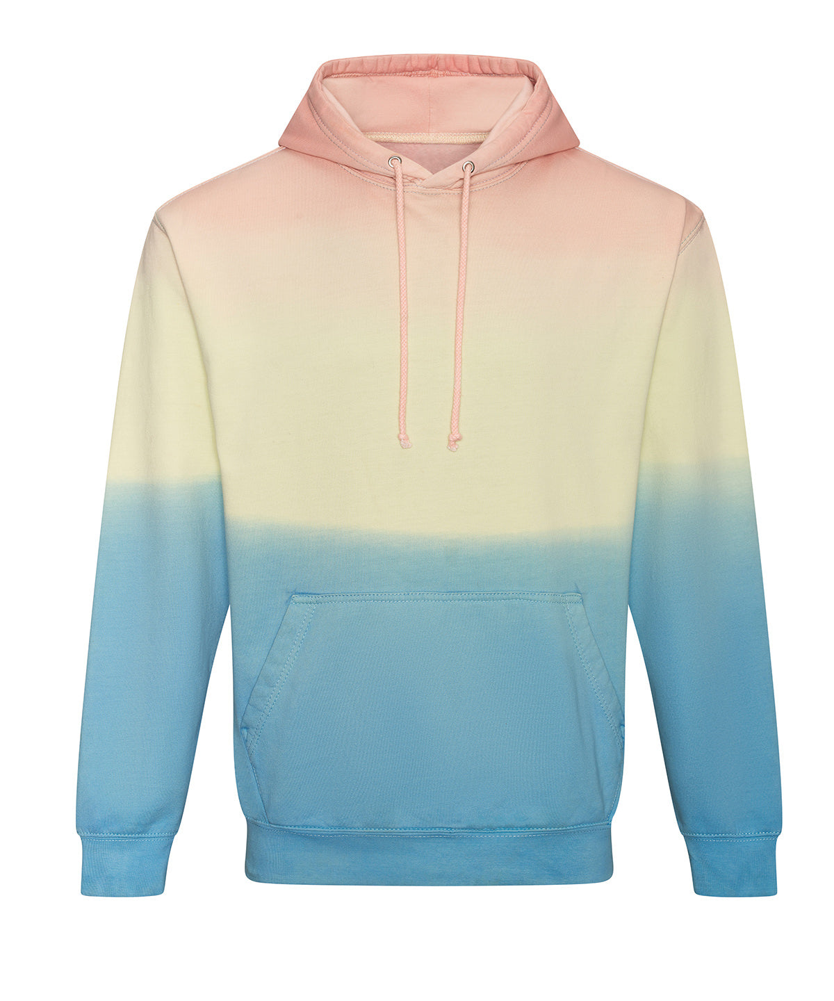AWDis Just Hoods Tie dye hoodie in Pastel Sunset Dip, front view