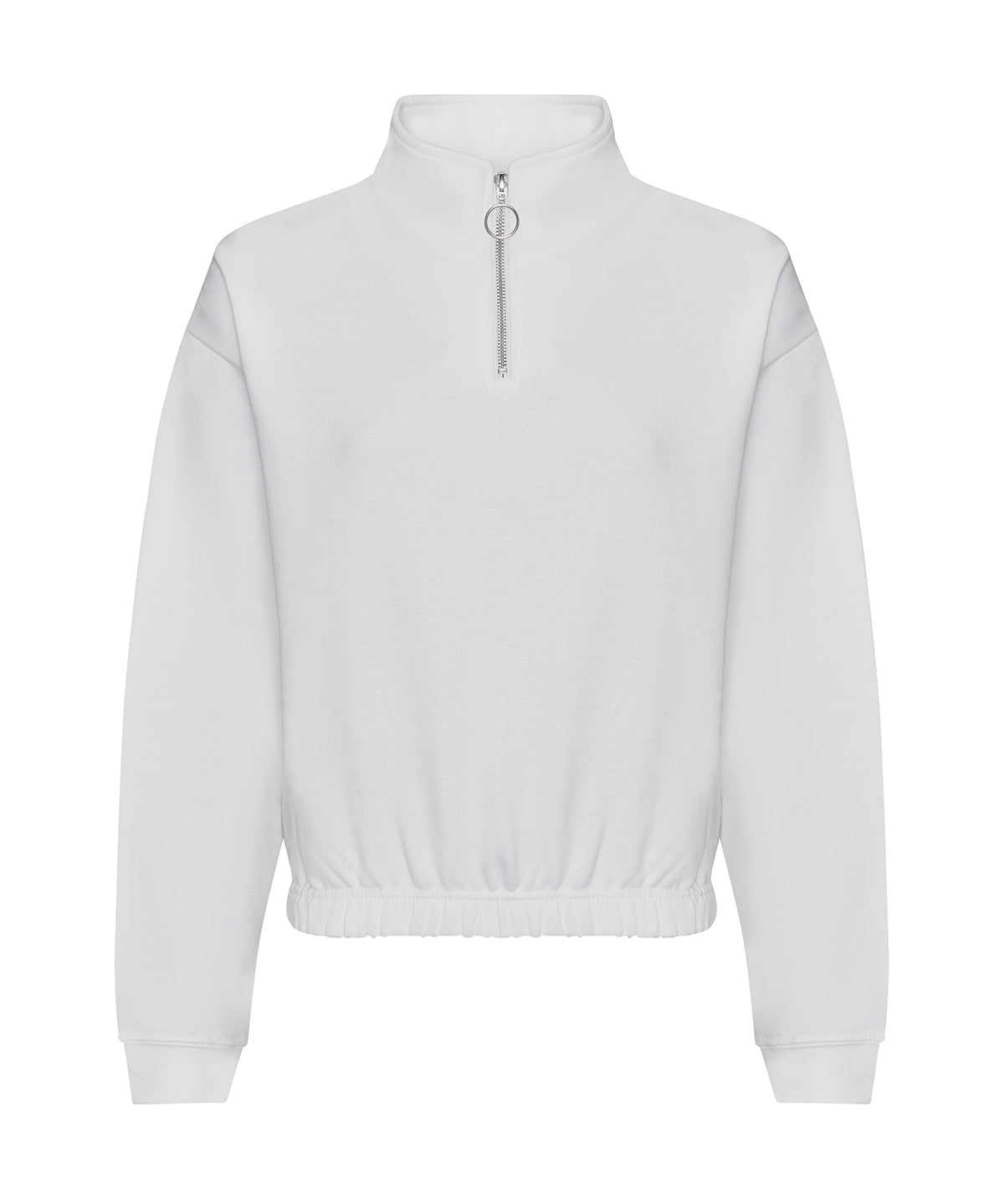 AWDis Just Hoods Women's cropped ¼-zip sweat in Arctic White, front view