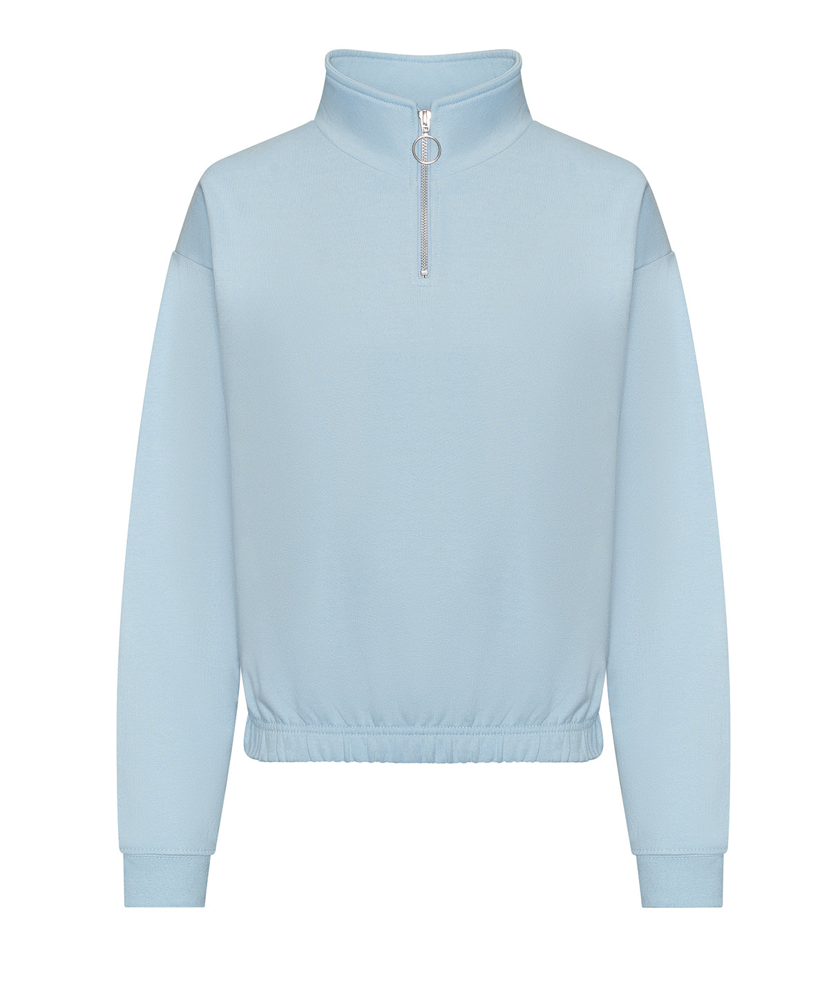 AWDis Just Hoods Women's cropped ¼-zip sweat in Sky Blue, front view