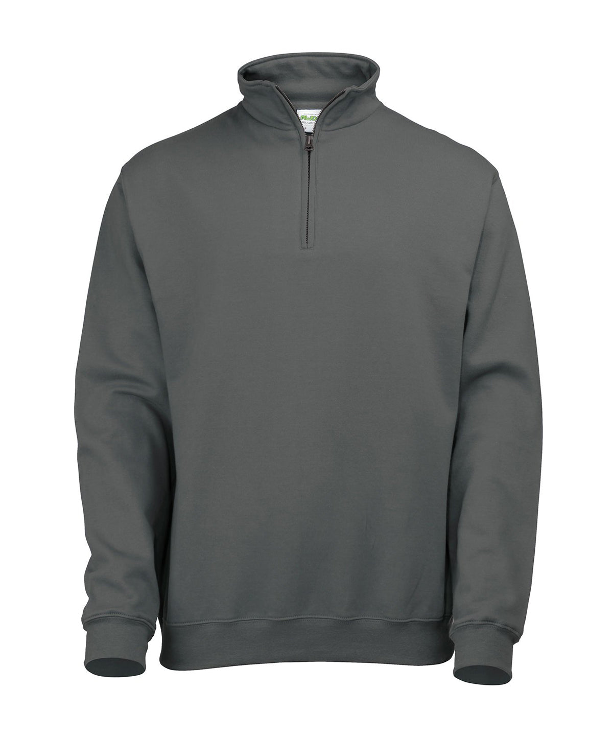 AWDis Just Hoods Sophomore ¼ zip sweatshirt in Charcoal, front view