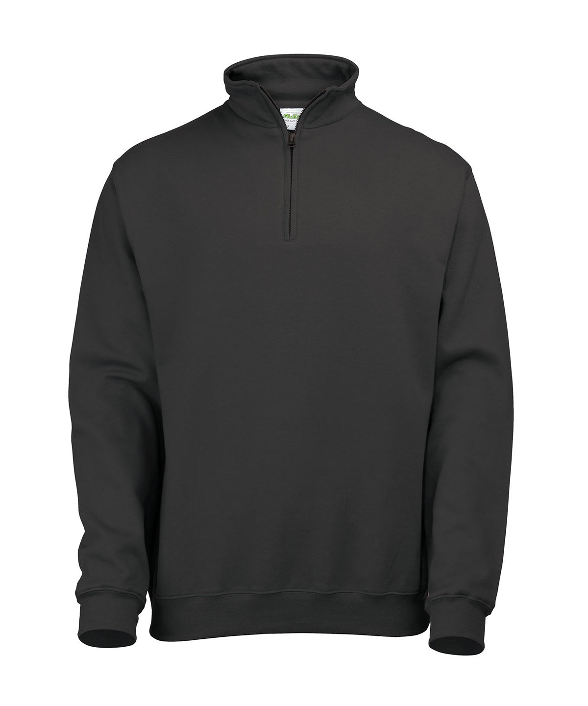 AWDis Just Hoods Sophomore ¼ zip sweatshirt in Jet Black, front view