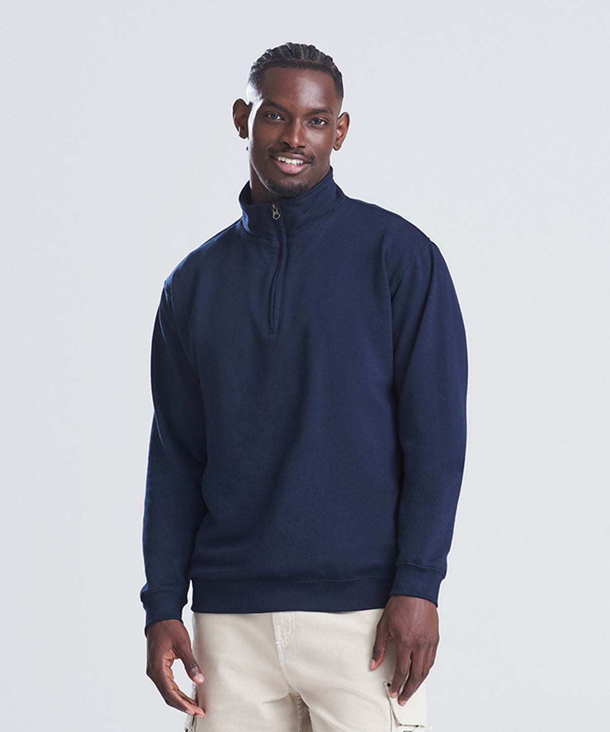 AWDis Just Hoods Sophomore ¼ zip sweatshirt, lifestyle photo