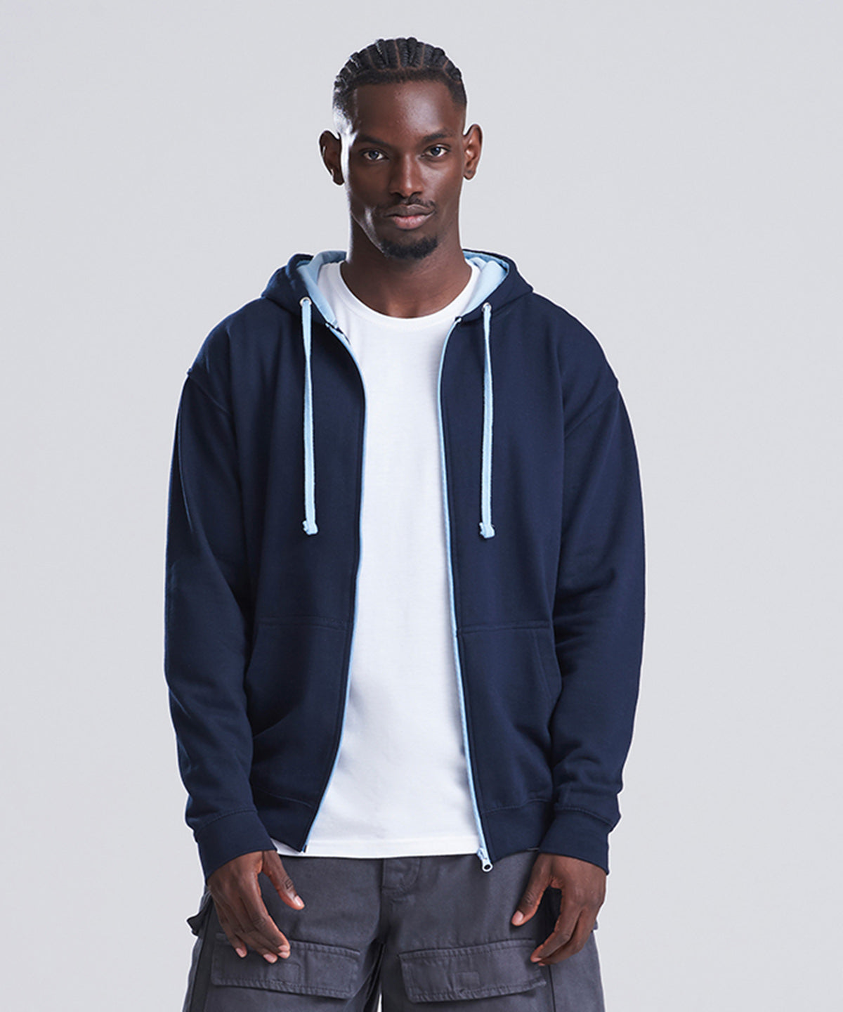 AWDis Just Hoods Varsity zoodie, lifestyle photo