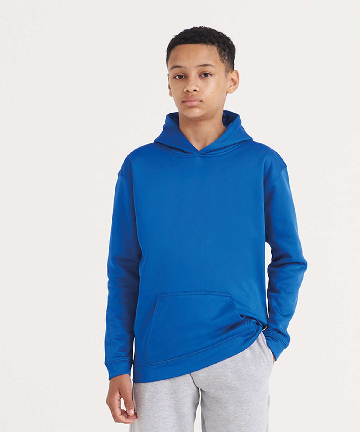AWDis Just Hoods Kids sports polyester hoodie, lifestyle photo