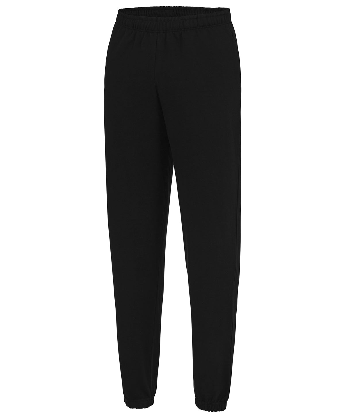 AWDis Just Hoods College cuffed sweatpants in Deep Black, front view