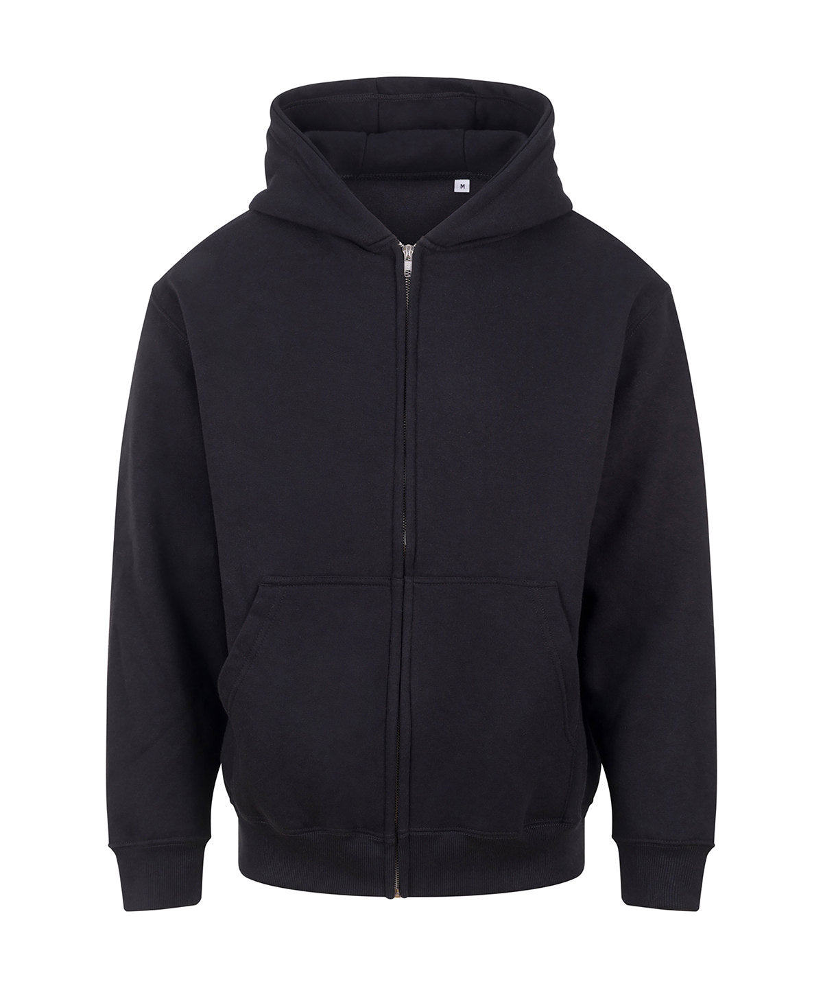 AWDis Just Hoods Vision heavyweight zoodie in Deep Black, front view
