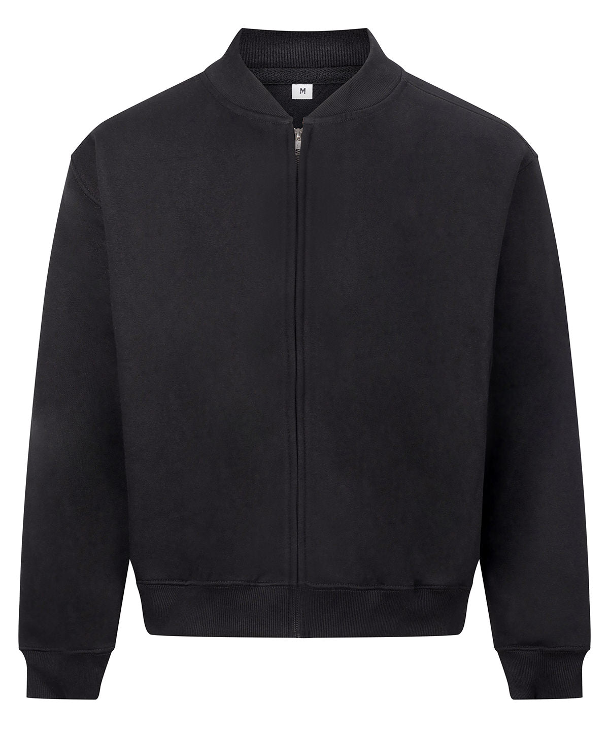 AWDis Just Hoods Signature heavyweight bomber sweat in Deep Black, front view