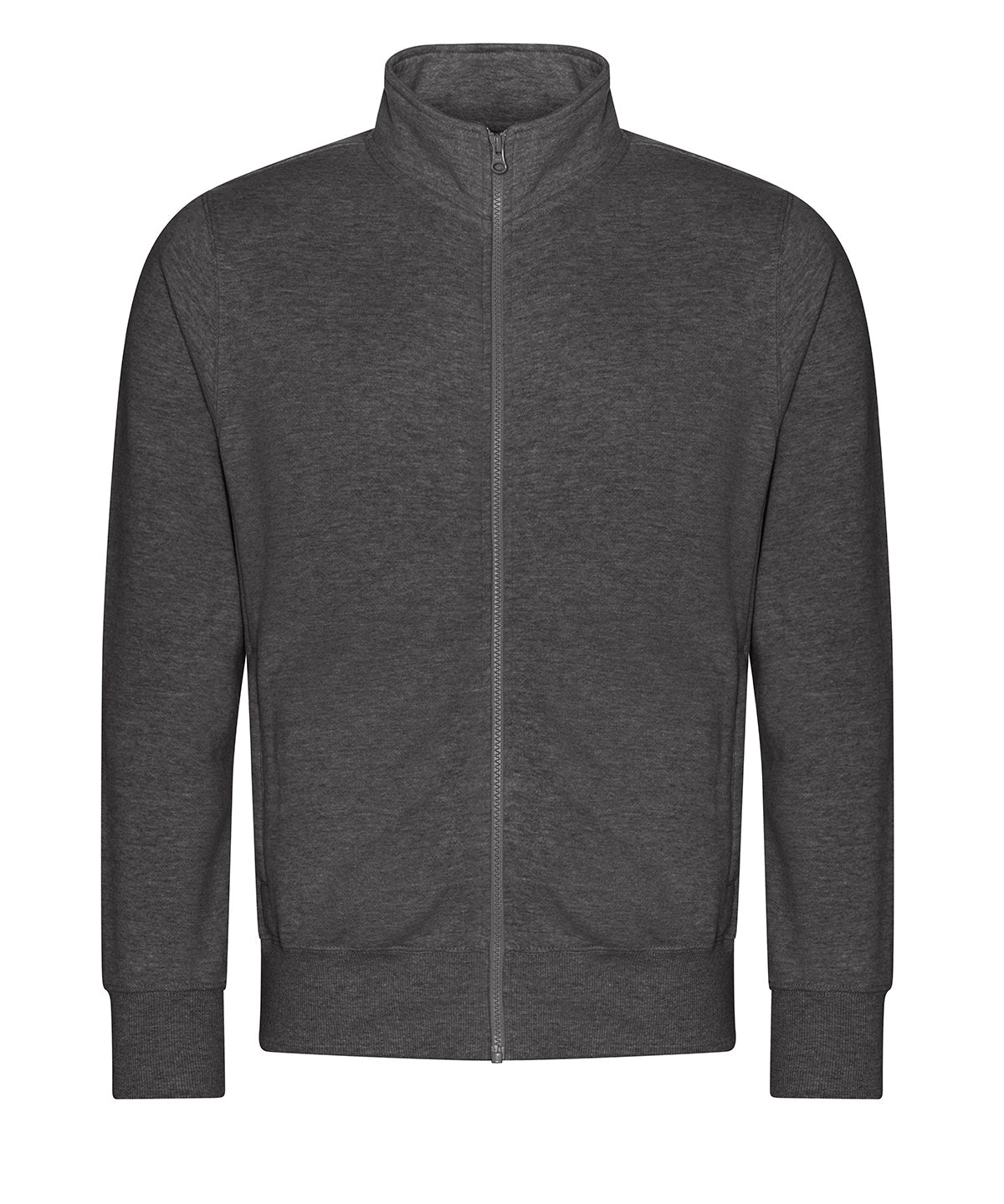 AWDis Just Hoods Campus full-zip sweatshirt in Charcoal, front view