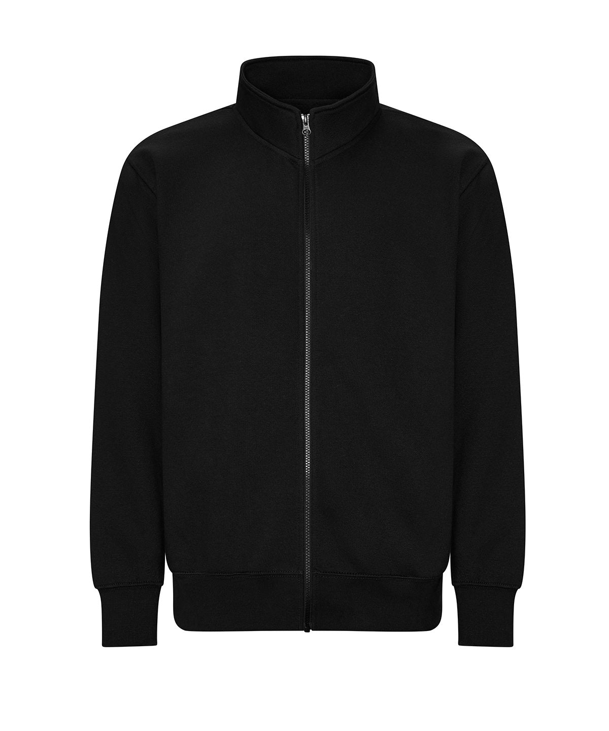 AWDis Just Hoods Campus full-zip sweatshirt in Deep Black, front view