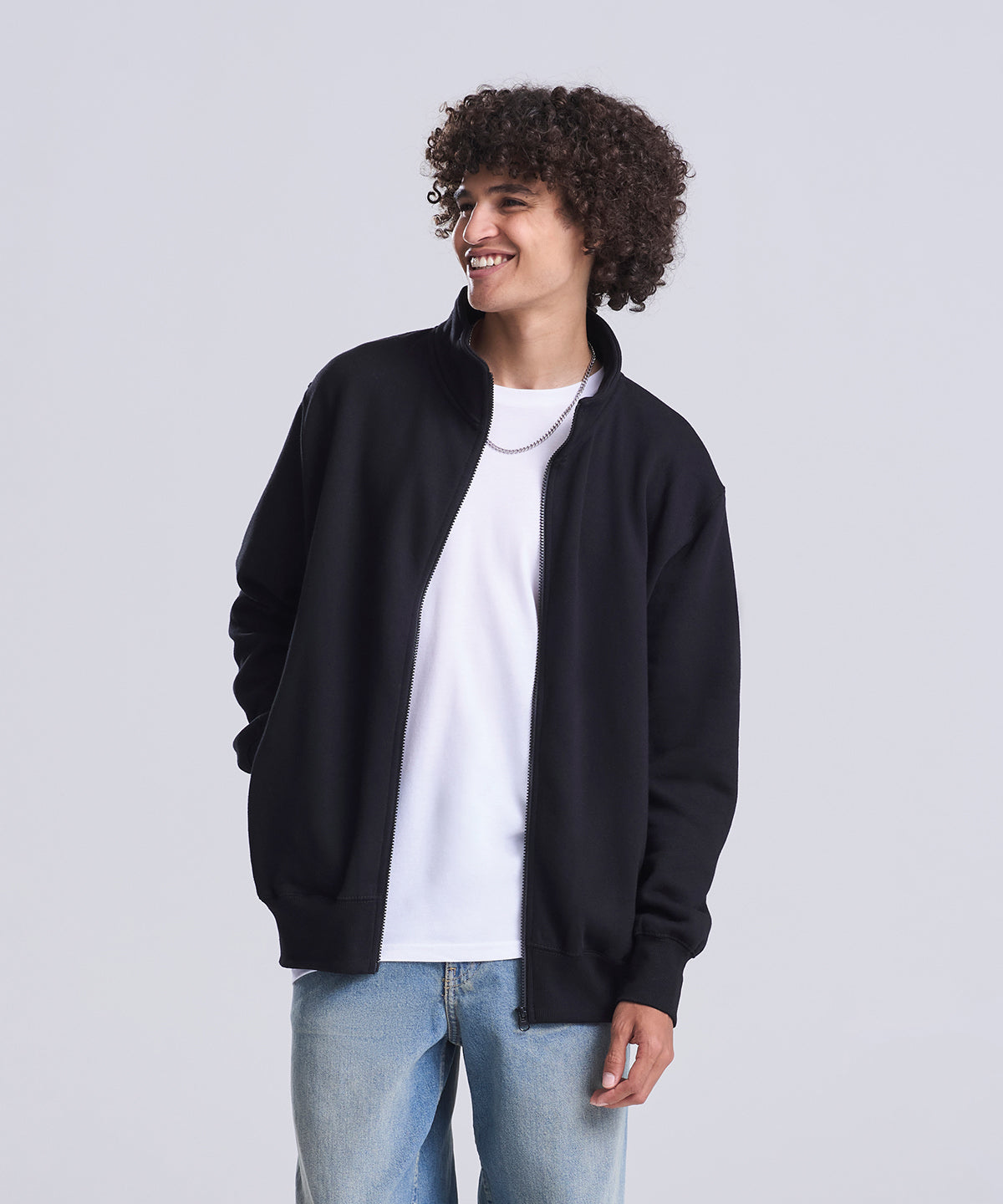 AWDis Just Hoods Campus full-zip sweatshirt, lifestyle photo