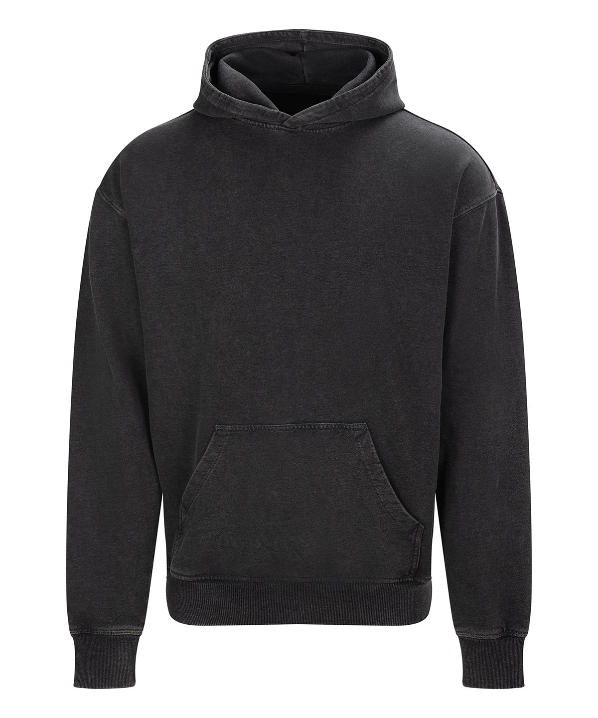 AWDis Just Hoods Vintage washed hoodie in Washed Black, front view