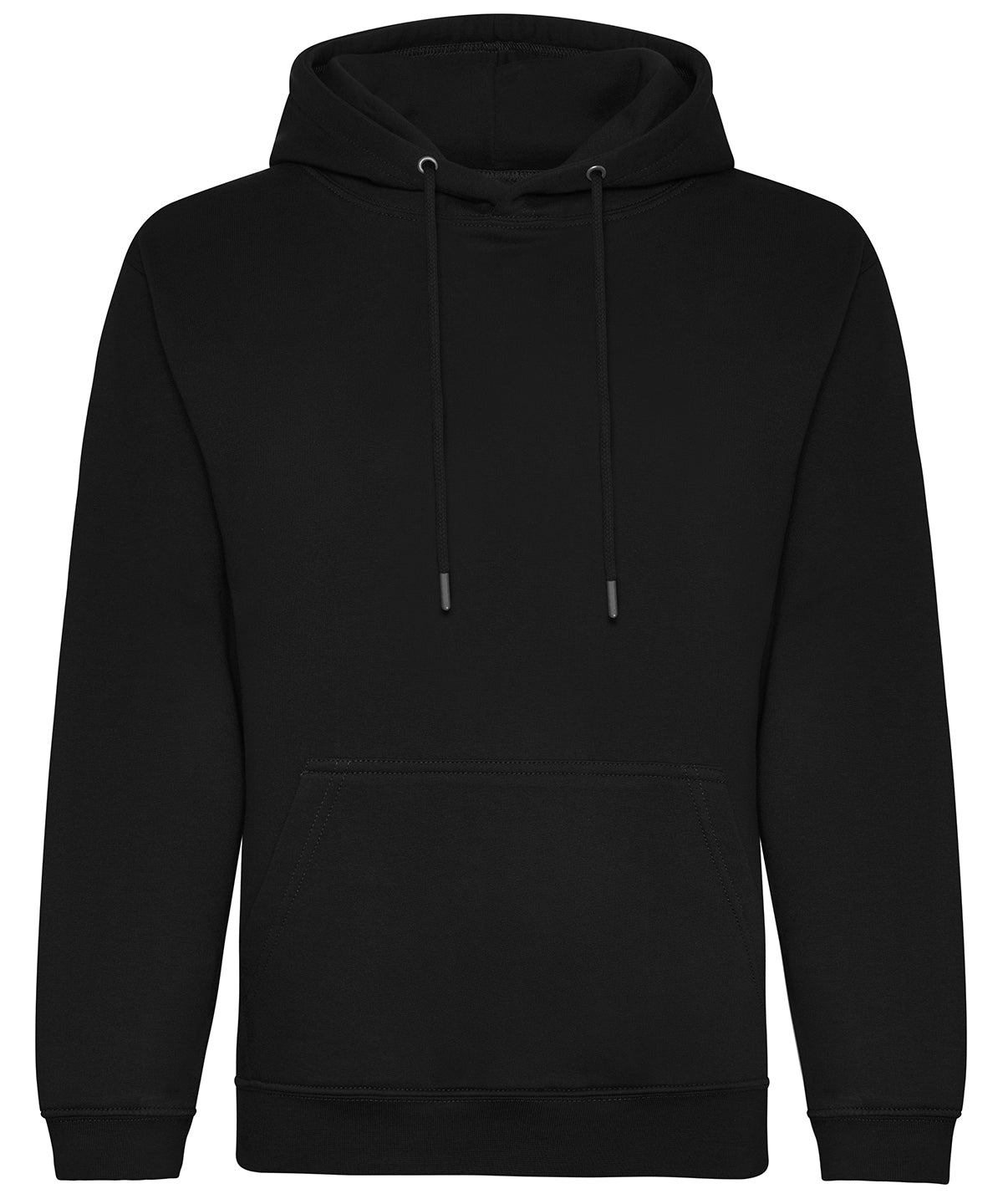 AWDis Just Hoods Organic hoodie in Deep Black, front view