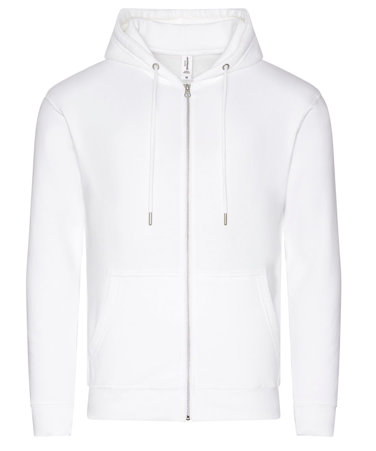 AWDis Just Hoods Organic zoodie in Arctic White, front view