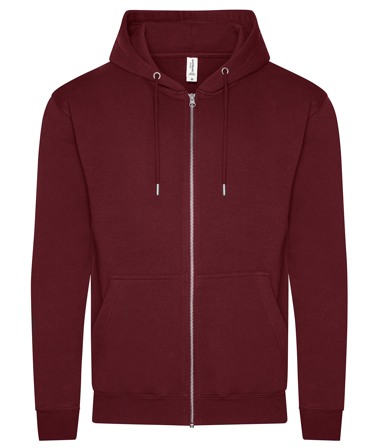 AWDis Just Hoods Organic zoodie in Burgundy, front view