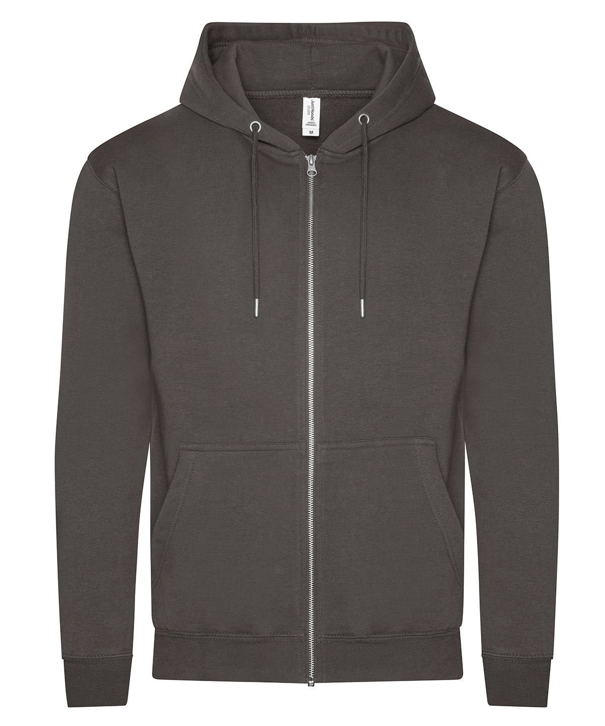 AWDis Just Hoods Organic zoodie in Charcoal, front view