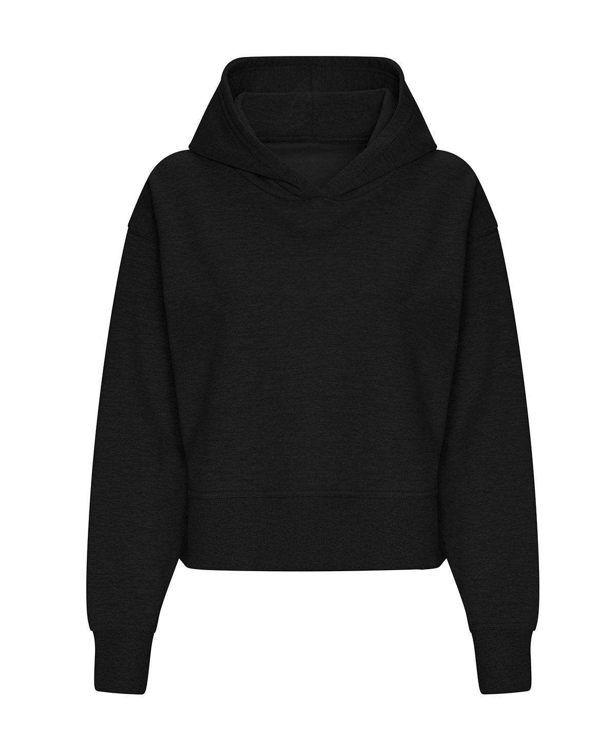 AWDis Just Hoods Women’s relaxed hoodie in Deep Black, front view