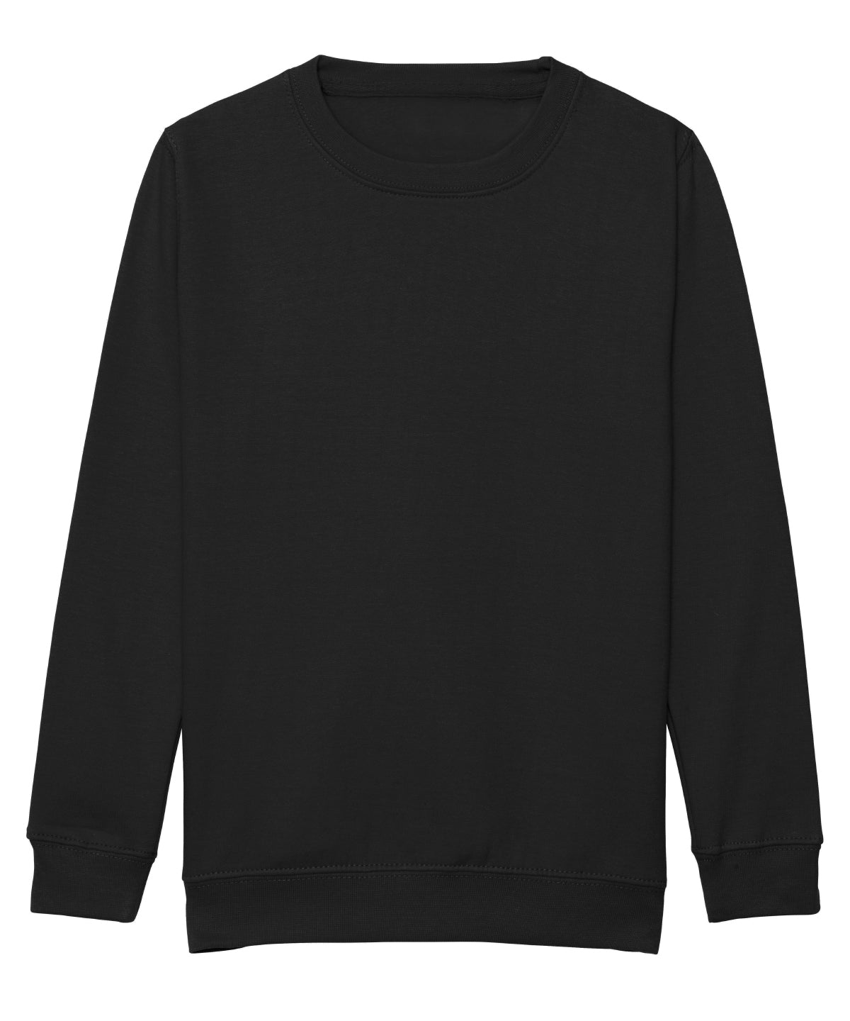 AWDis Just Hoods Kids AWDis sweatshirt in Jet Black, front view