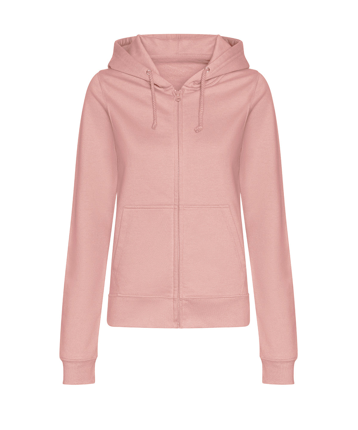 AWDis Just Hoods Women’s college zoodie in Dusty Pink, front view