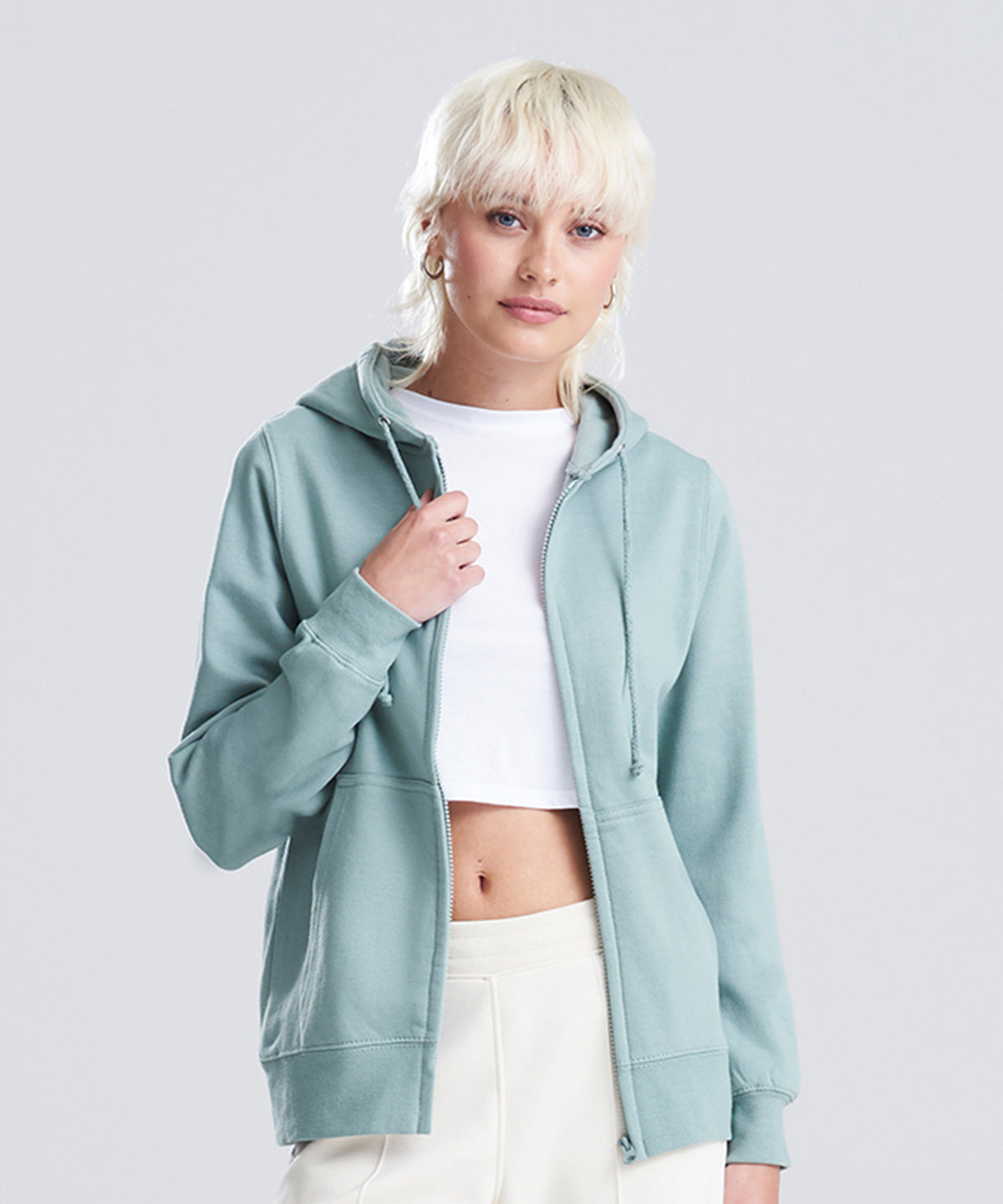 AWDis Just Hoods Women’s college zoodie, lifestyle photo