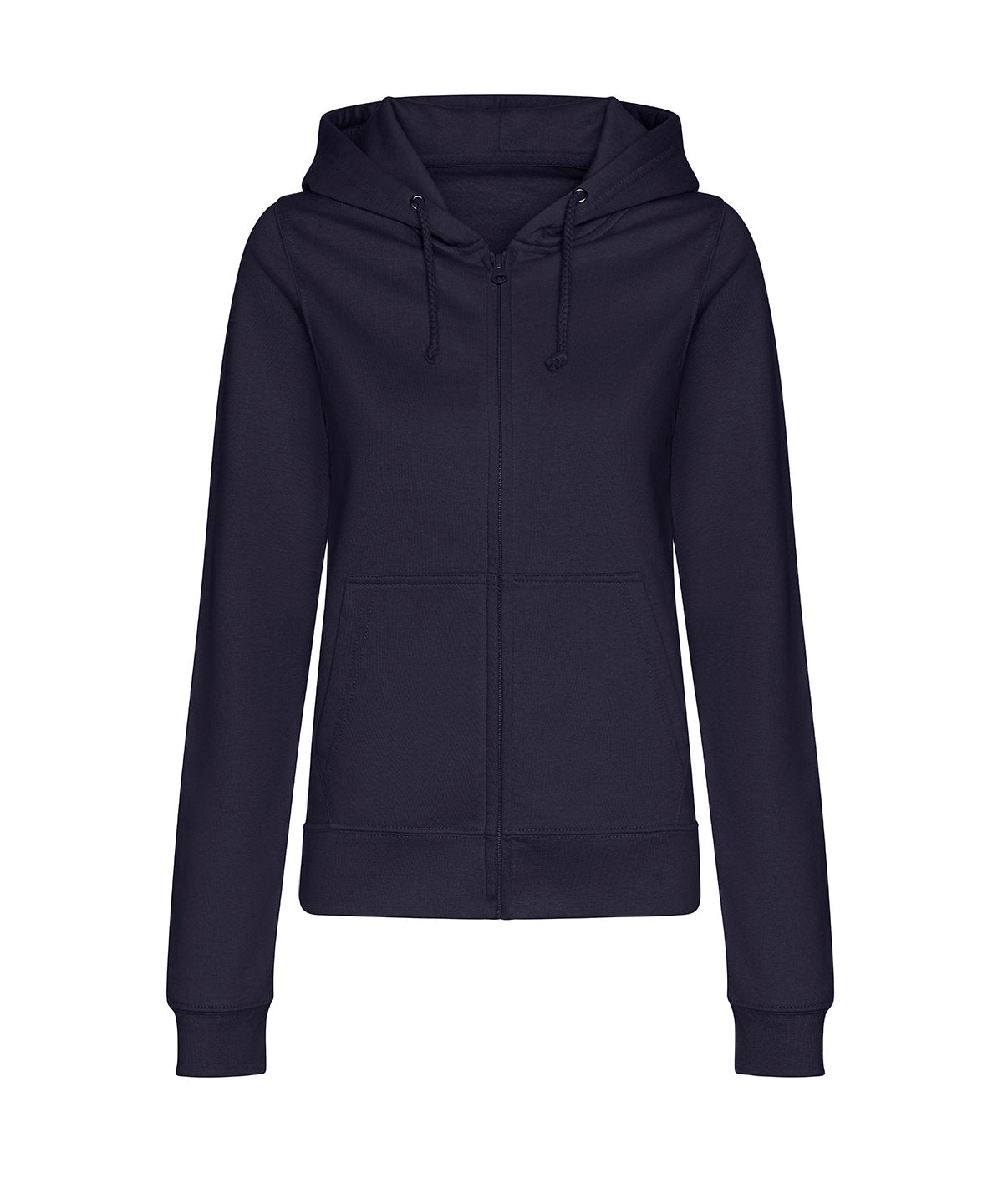 AWDis Just Hoods Women’s college zoodie in New French Navy, front view