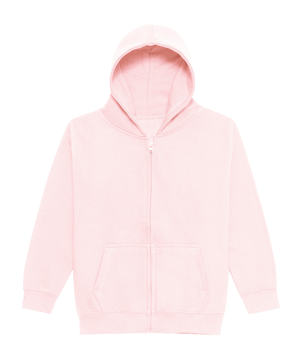 AWDis Just Hoods Kids zoodie in Baby Pink, front view