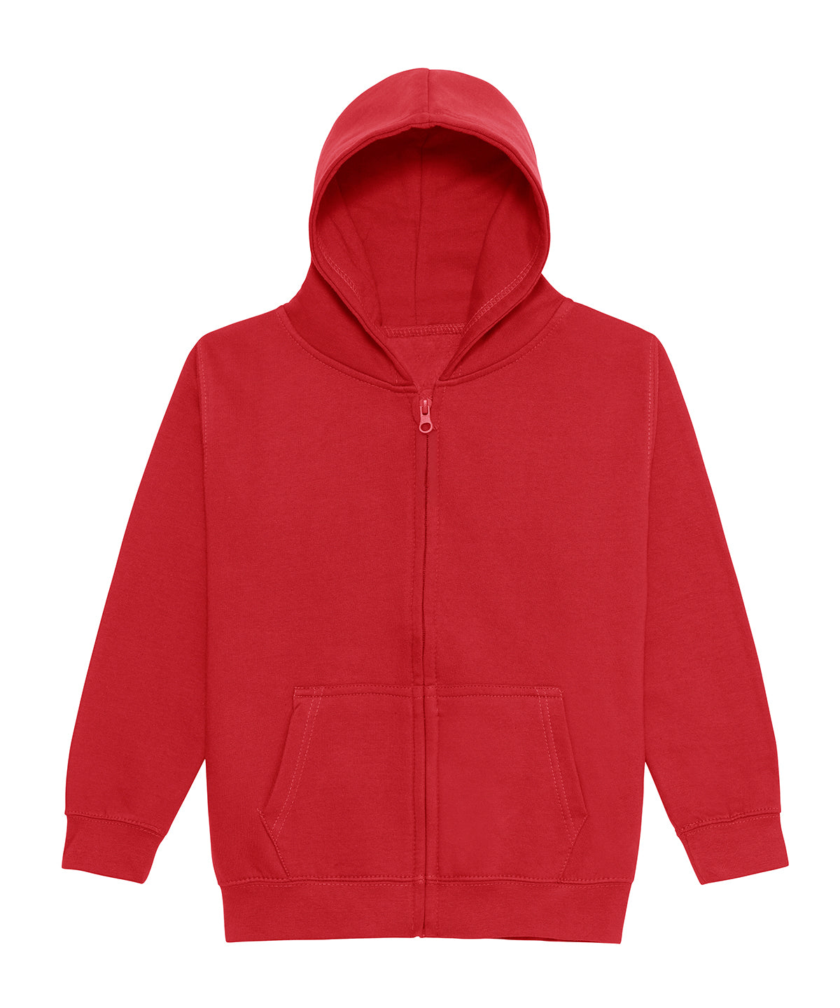 AWDis Just Hoods Kids zoodie in Fire Red, front view