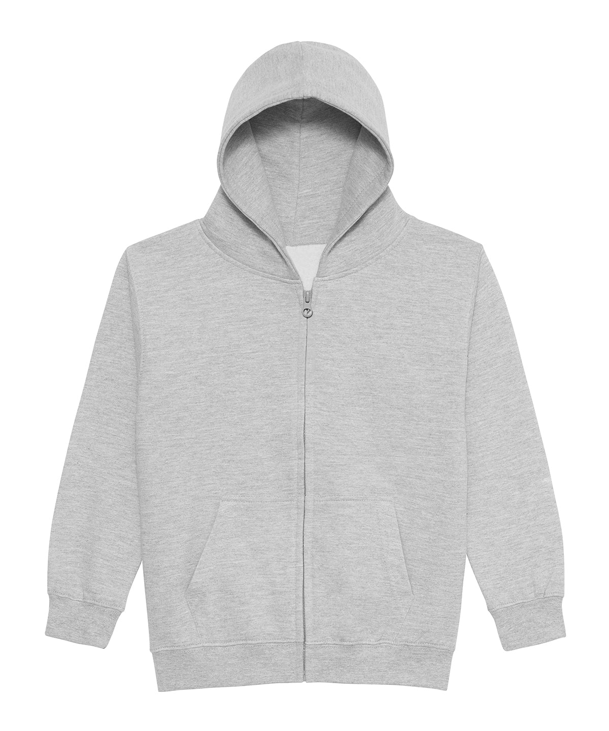 AWDis Just Hoods Kids zoodie in Heather Grey, front view