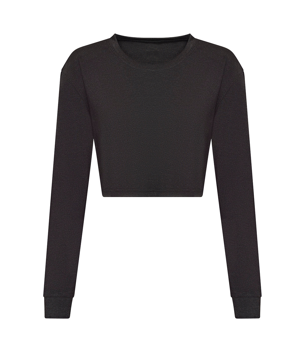 AWDis Just T's Women's long sleeve cropped T in Heather Black, front view
