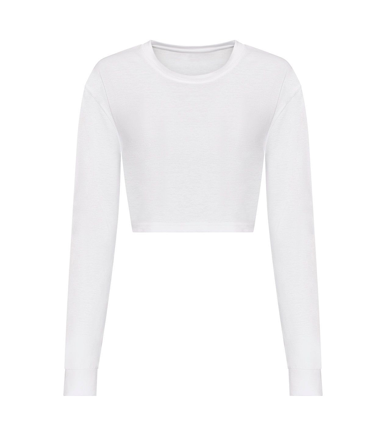 AWDis Just T's Women's long sleeve cropped T in Solid White, front view