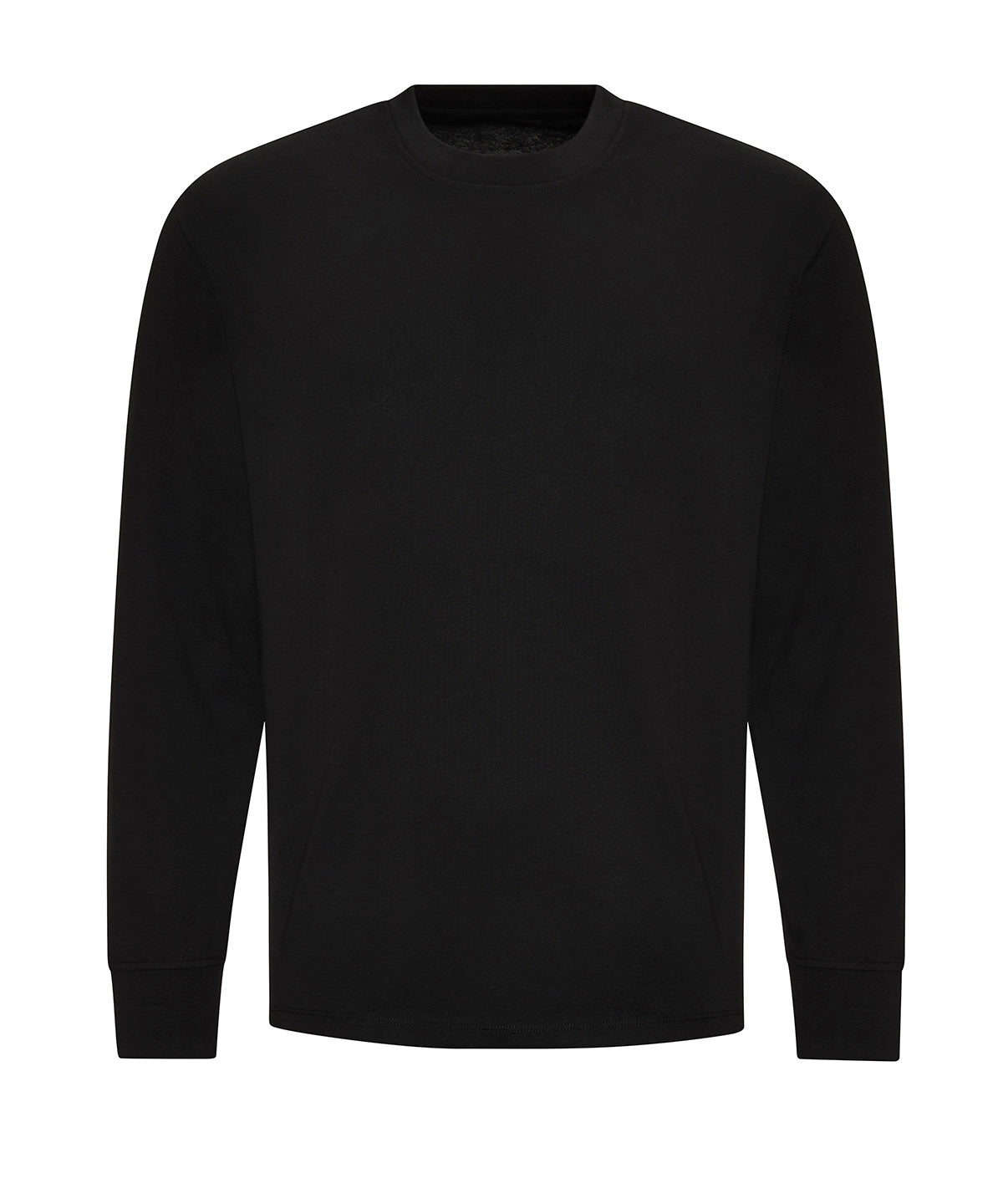 AWDis Just T's Oversize 100 long sleeve T in Deep Black, front view