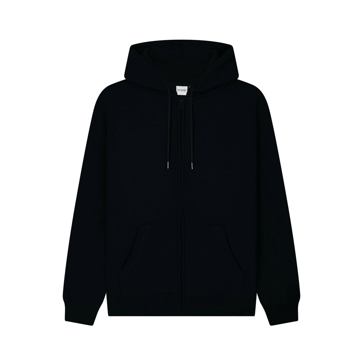 Cotton Ridge CR04_v2.0 Comfort Cut Zip Hoodie in Jet Black, front view