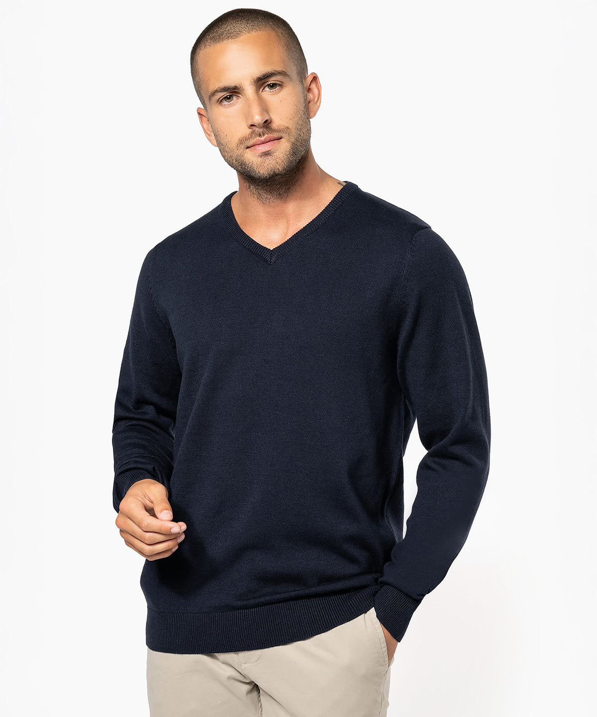 Kariban Men's V-neck jumper, lifestyle photo