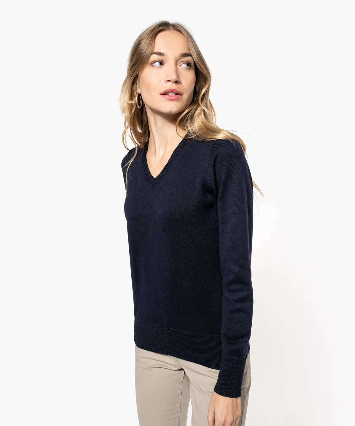 Kariban Ladies' V-neck jumper, lifestyle photo