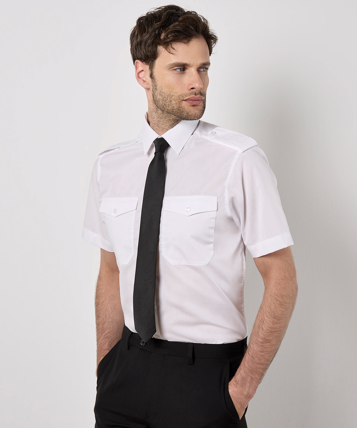 Kustom Kit Pilot shirt short-sleeved (tailored fit) in White, lifestyle photo