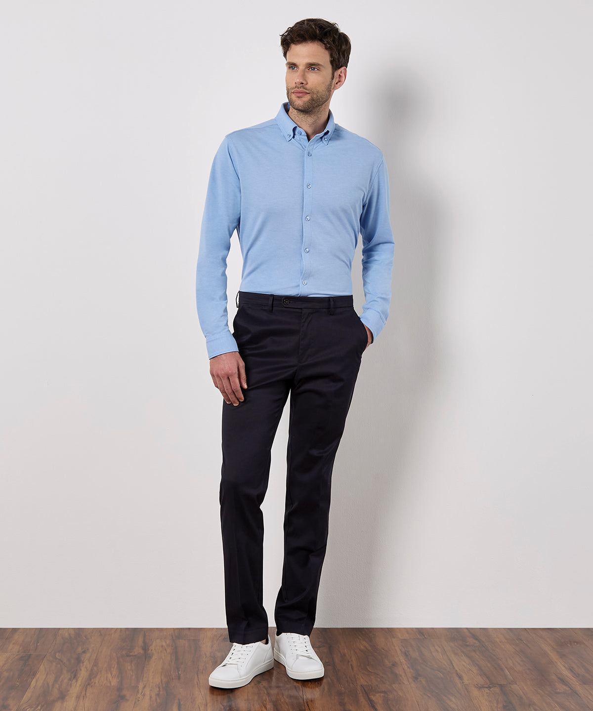 Kustom Kit Long sleeve Superwash 60° piqué shirt (tailored fit), lifestyle photo