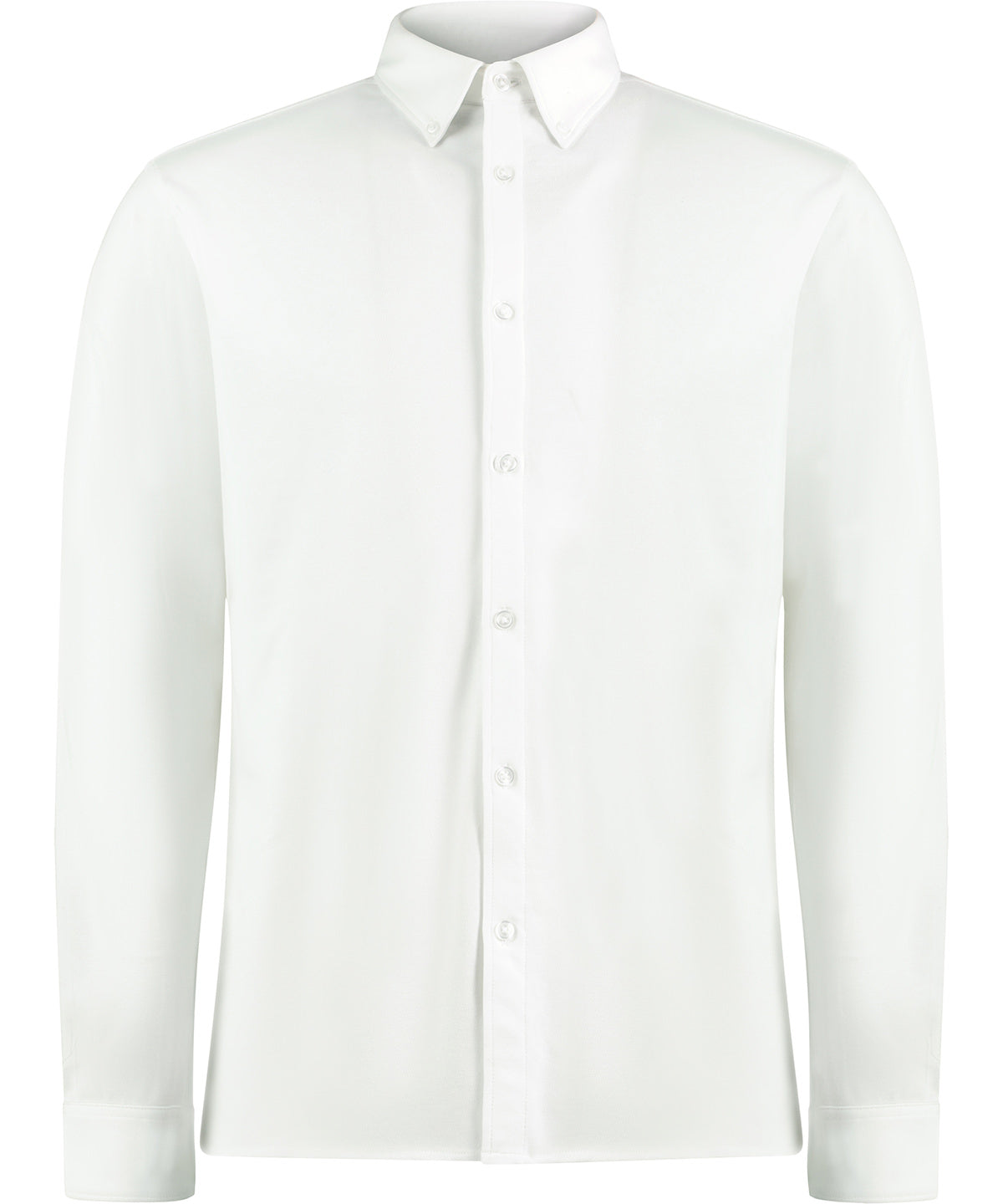 Kustom Kit Long sleeve Superwash 60° piqué shirt (tailored fit) in White, front view