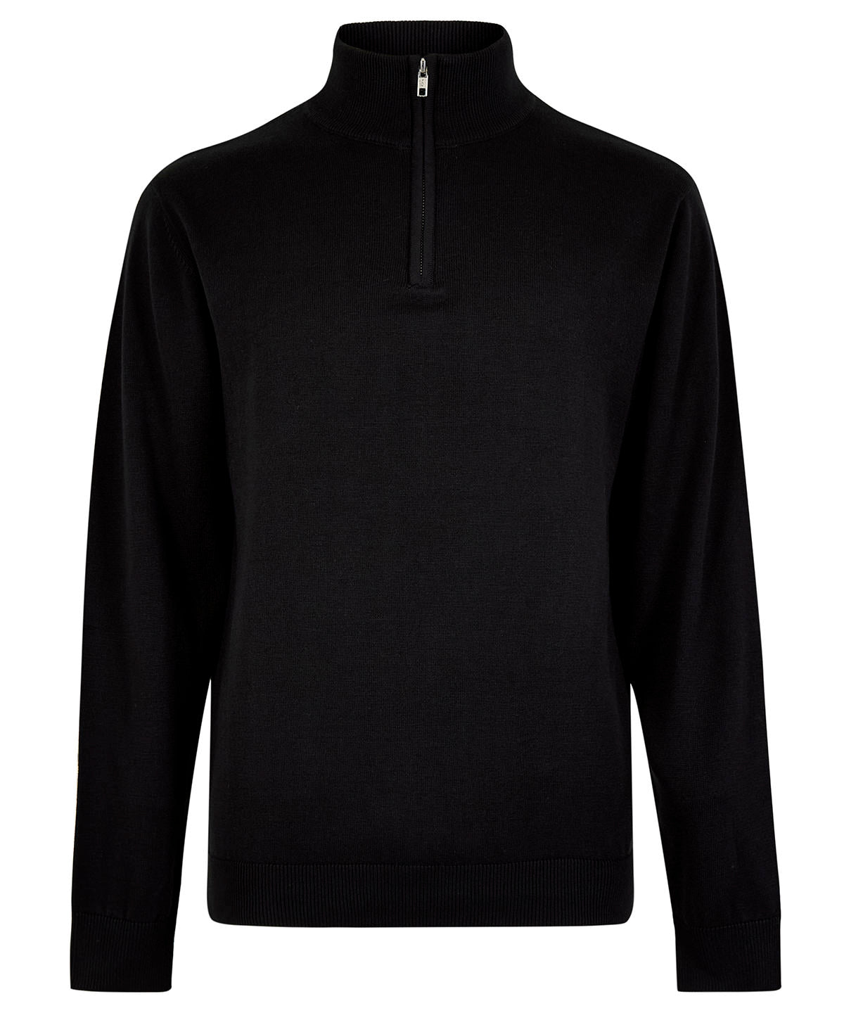Kustom Kit Regular fit Arundel 1/4-zip sweater in Black, front view