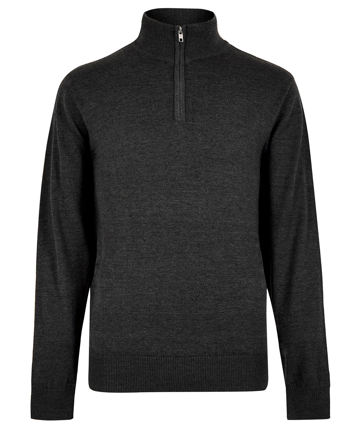 Kustom Kit Regular fit Arundel 1/4-zip sweater in Graphite, front view
