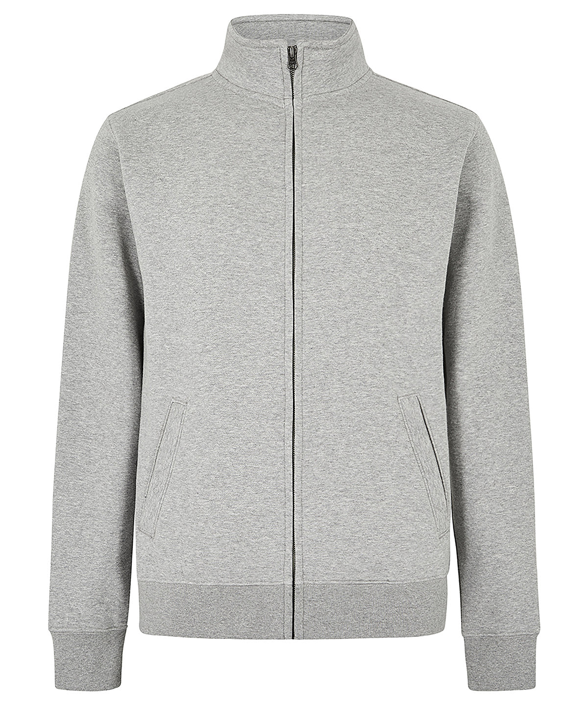 Kustom Kit Regular fit zipped sweatshirt in Heather Grey, front view