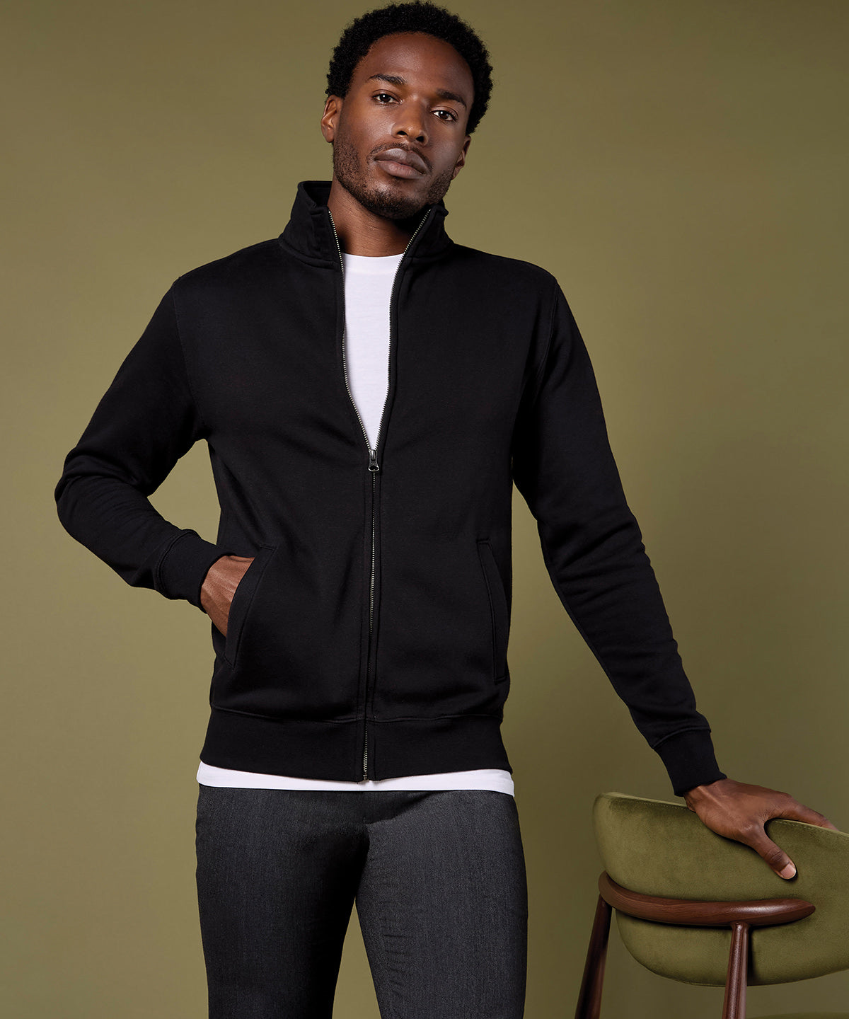 Kustom Kit Regular fit zipped sweatshirt, lifestyle photo