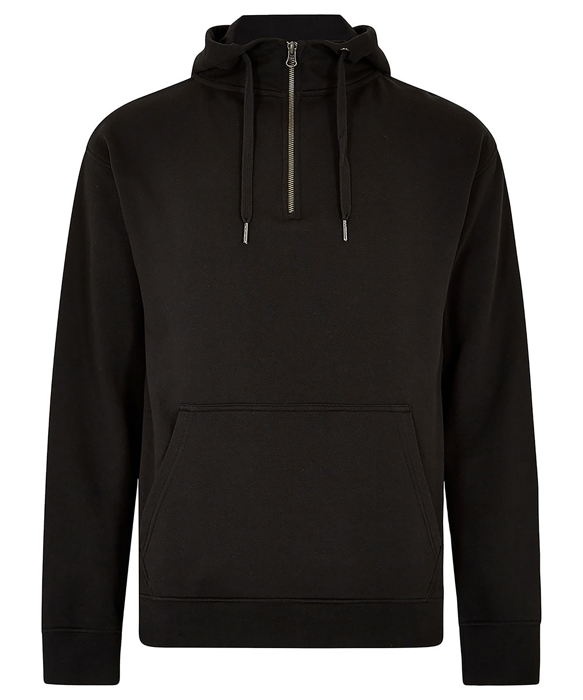 Kustom Kit Regular fit 1/4 zip hoodie in Black, front view