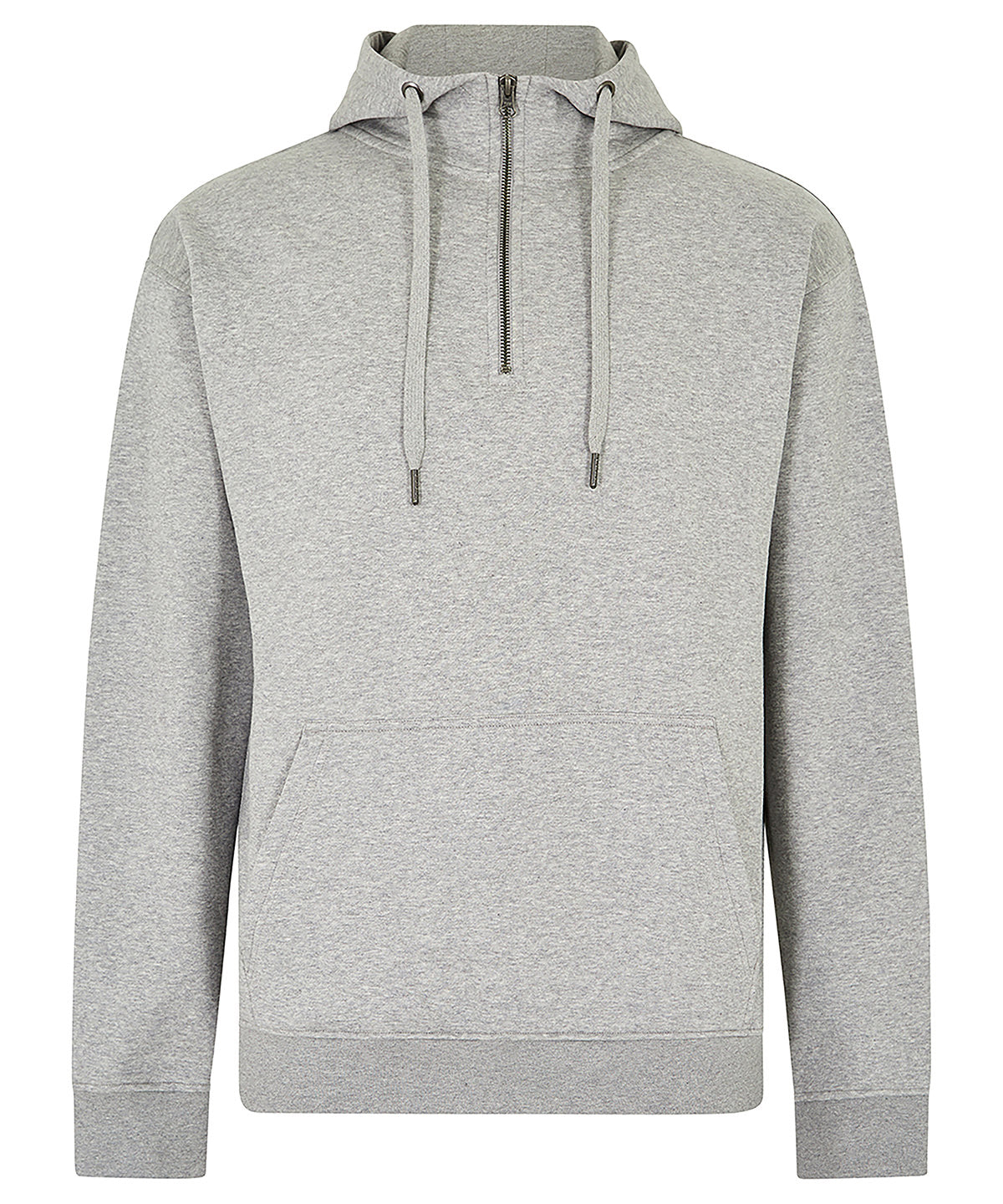 Kustom Kit Regular fit 1/4 zip hoodie in Heather Grey, front view