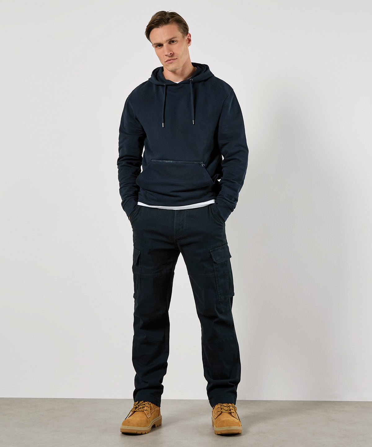 Kustom Kit Regular fit piqué hoodie with zipped pocket, lifestyle photo
