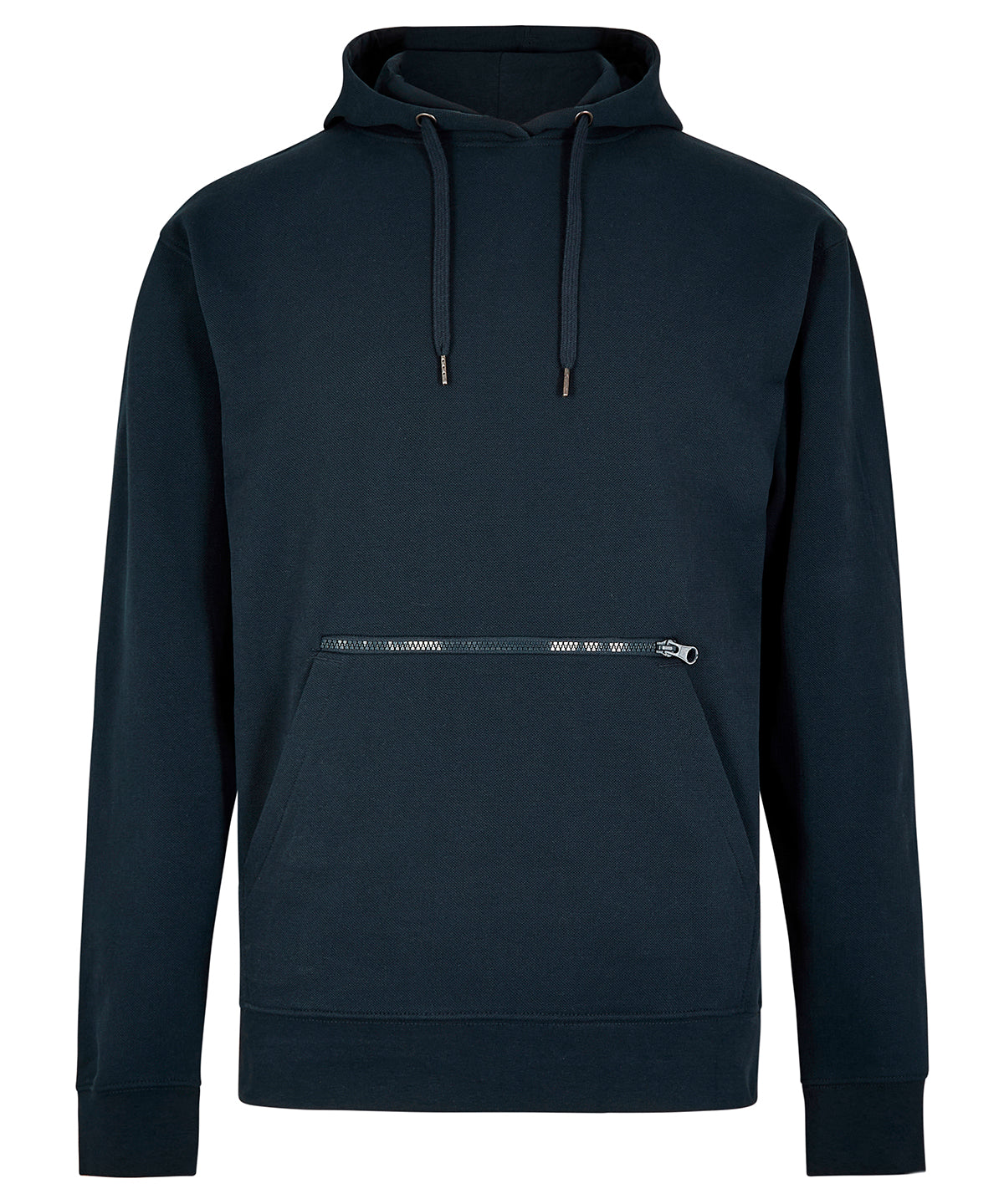 Kustom Kit Regular fit piqué hoodie with zipped pocket in Navy, front view
