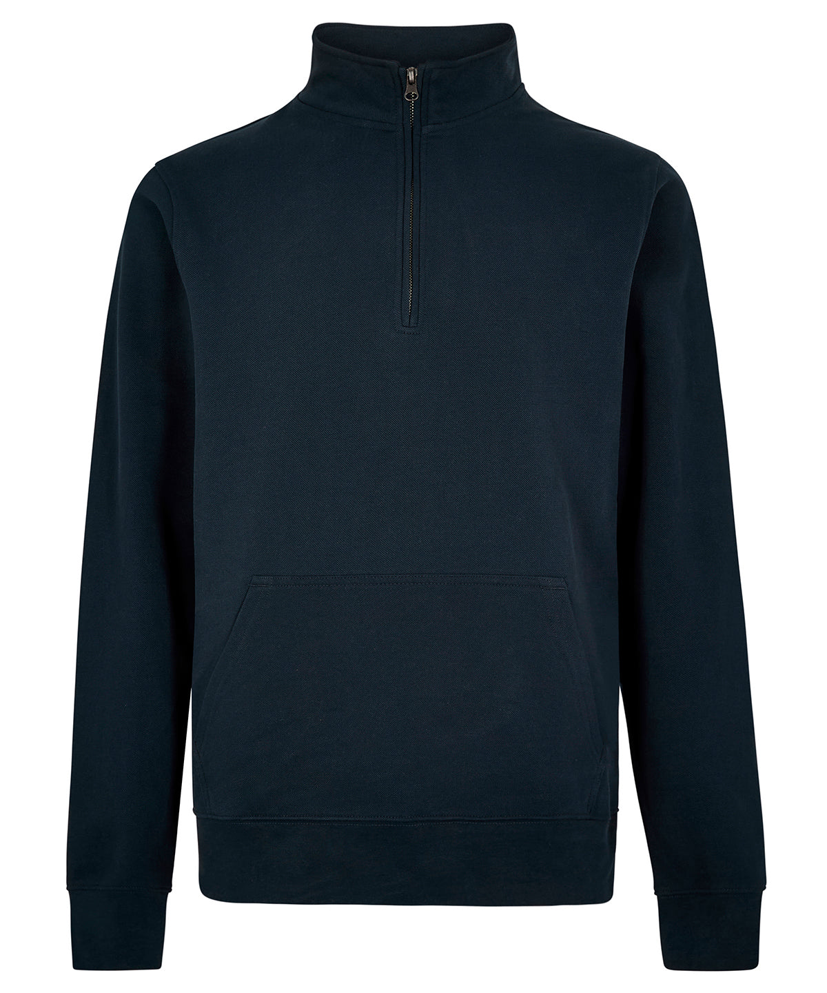 Kustom Kit Regular fit 1/4-zip piqué sweatshirt in Navy, front view