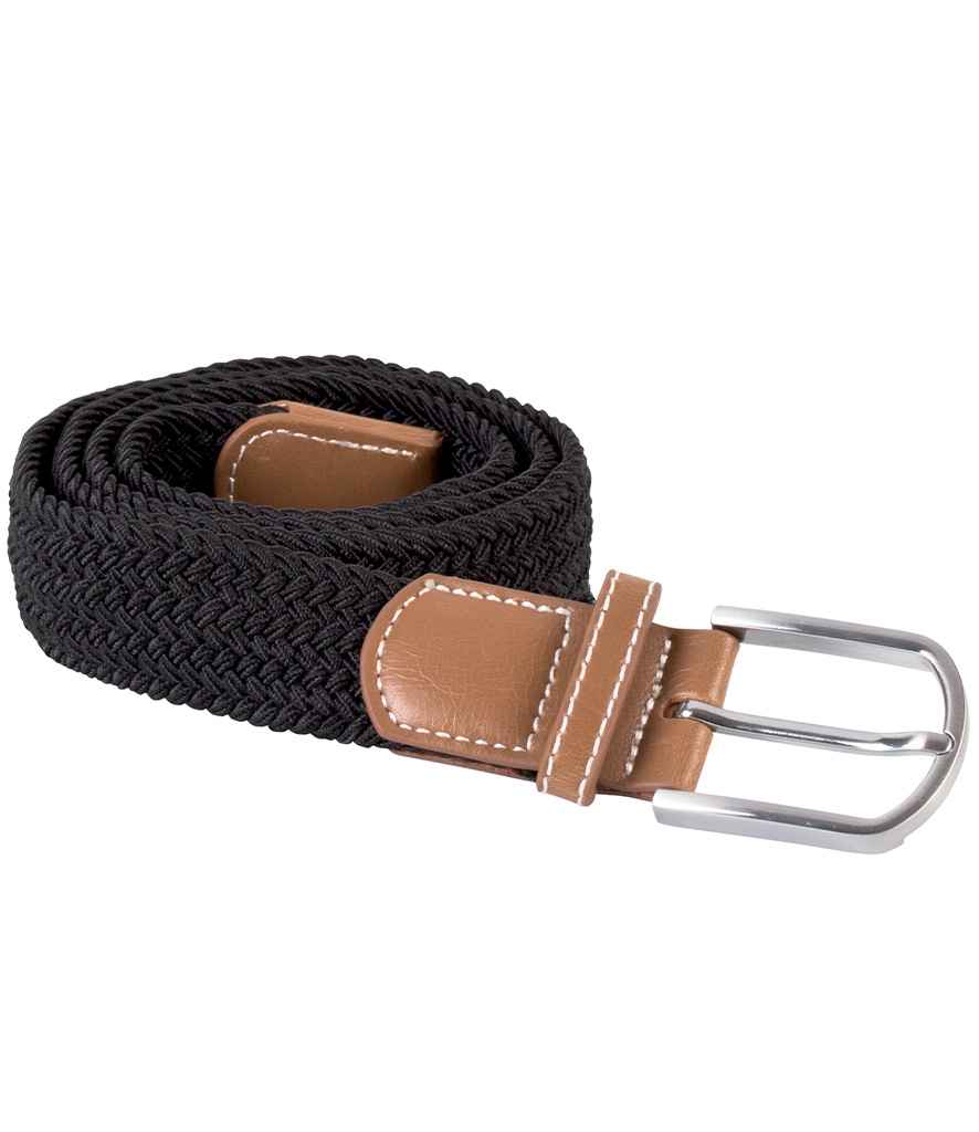 K-Up Braided Elasticated Belt in Black, front view