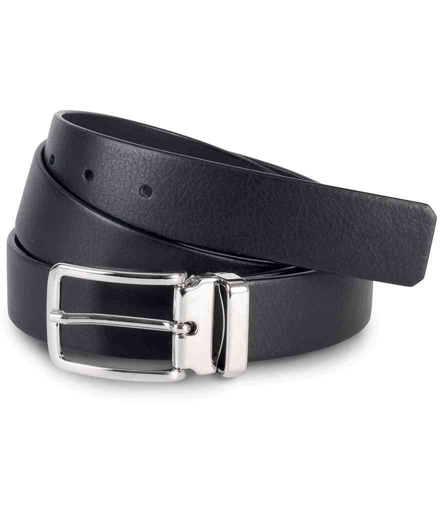 K-Up Classic Leather Belt in Black, front view