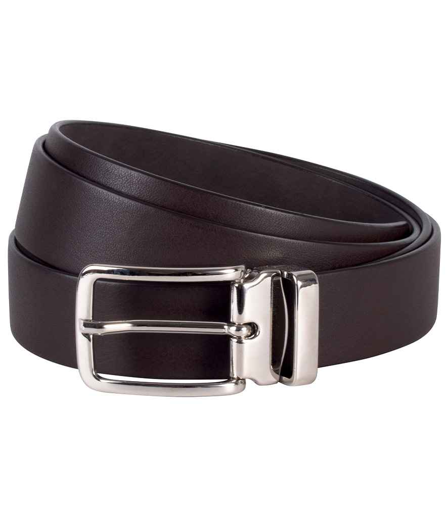 K-Up Classic Leather Belt in Dark Brown, front view