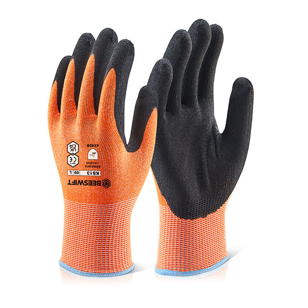 Click Beeswift Kutstop Micro Foam Nitrile Amber Cut Level 3 Gloves, main product image
