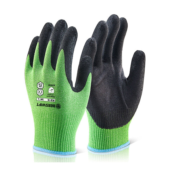 Click Beeswift Kutstop Micro Foam Nitrile Green Cut Level 5 Gloves, main product image